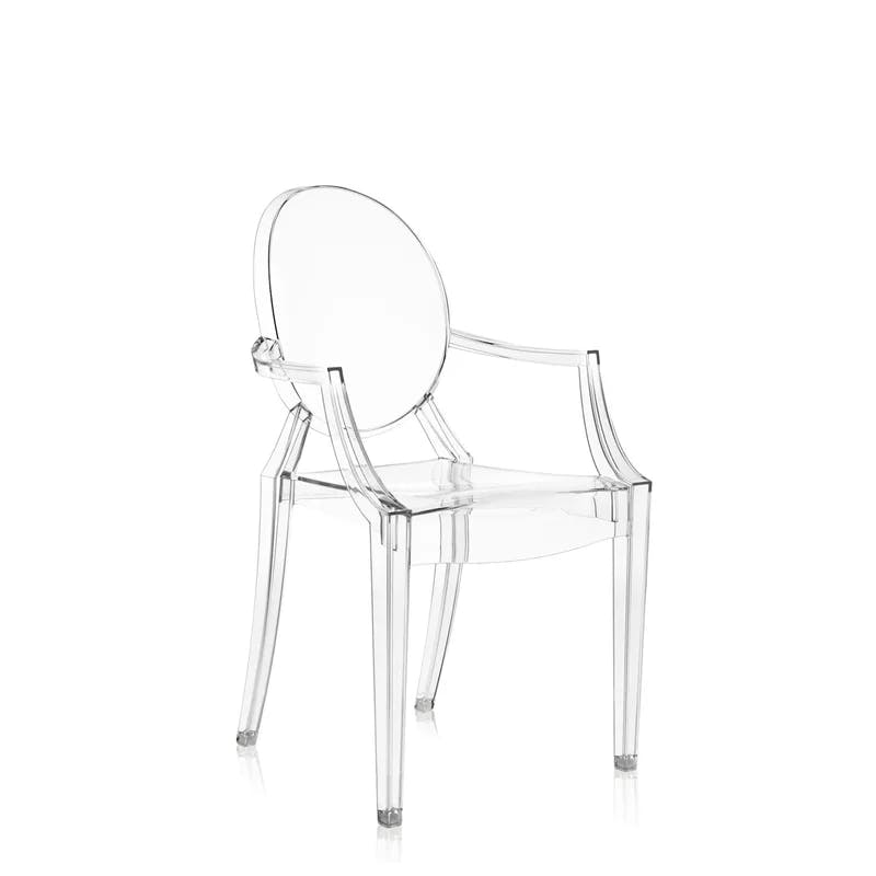 Crystal Clear Louis Ghost Style Armchair with Recessed Arms, Set of 2