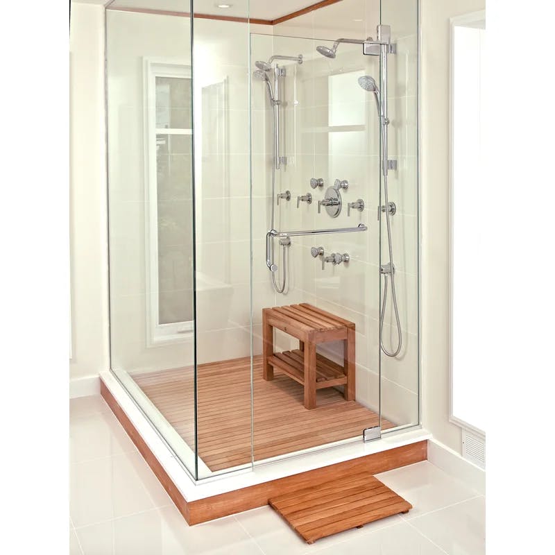 Elegant Teak Spa Shower Bench with Removable Shelf