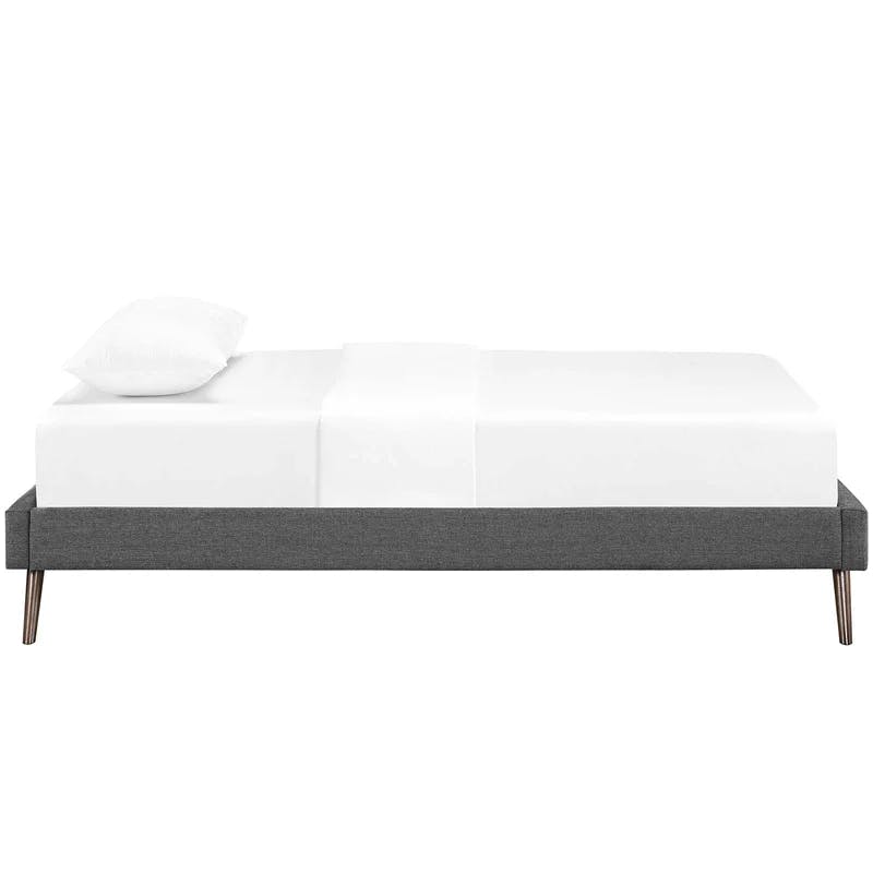 Loryn Gray Fabric Twin Platform Bed with Upholstered Headboard