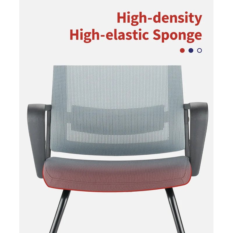 Sleek Gray Mesh Metal Office Guest Chair with Lumbar Support