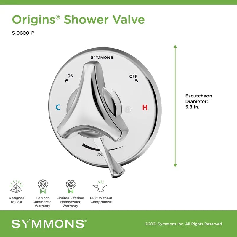 Symmons Origins Chrome Tri-Star Lever Shower Valve