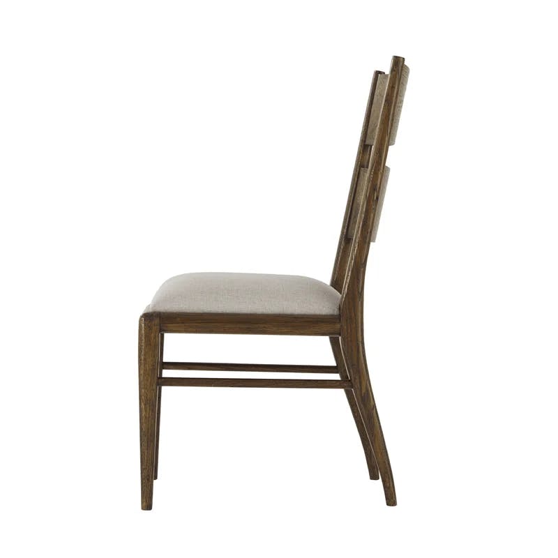 Dusk Linen Upholstered Side Chair with Traditional Wood Frame