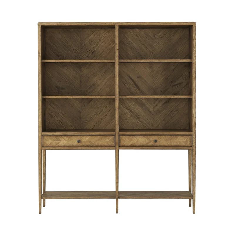 Dawn Herringbone Oak and Veneer Nova Storage Bookcase