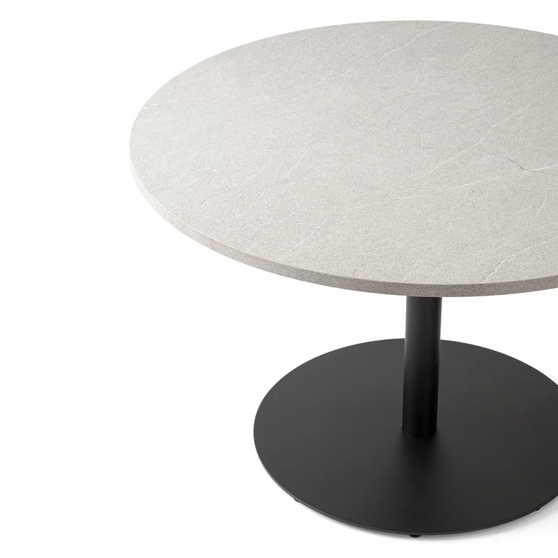Piasentina Stone Top 35.5" Round Bar Table with Metal Base