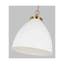 Matte White and Burnished Brass 13.5" Indoor/Outdoor Dome Pendant