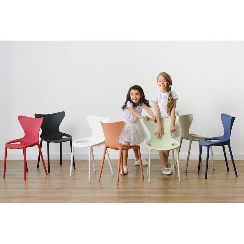 Eco-Friendly Almond Love Armless Chair with Plastic Legs