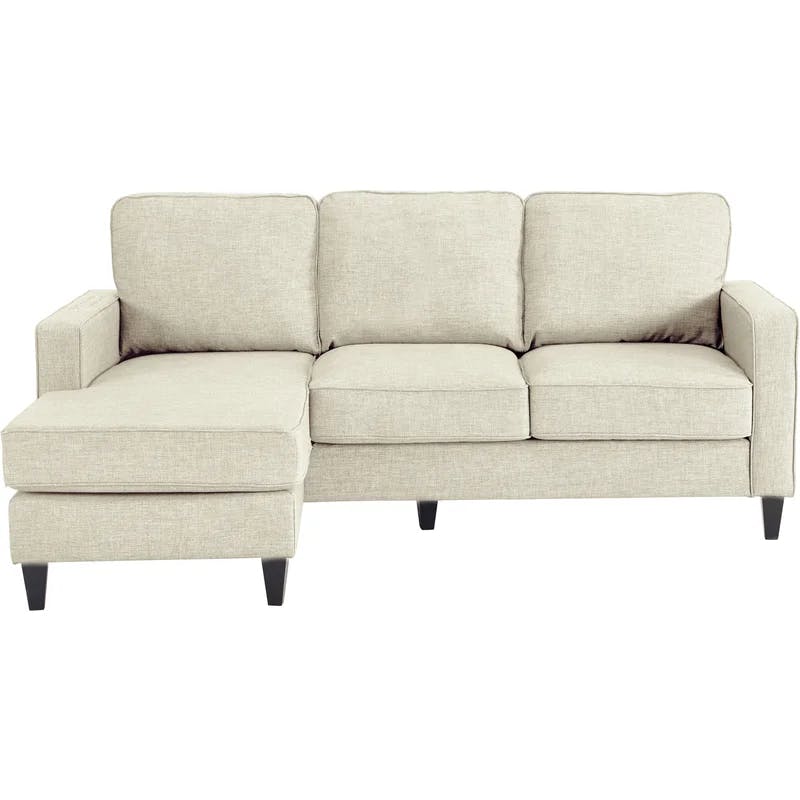 Serta Harmon 80'' Cream Microfiber Sectional Sofa with Square Arms