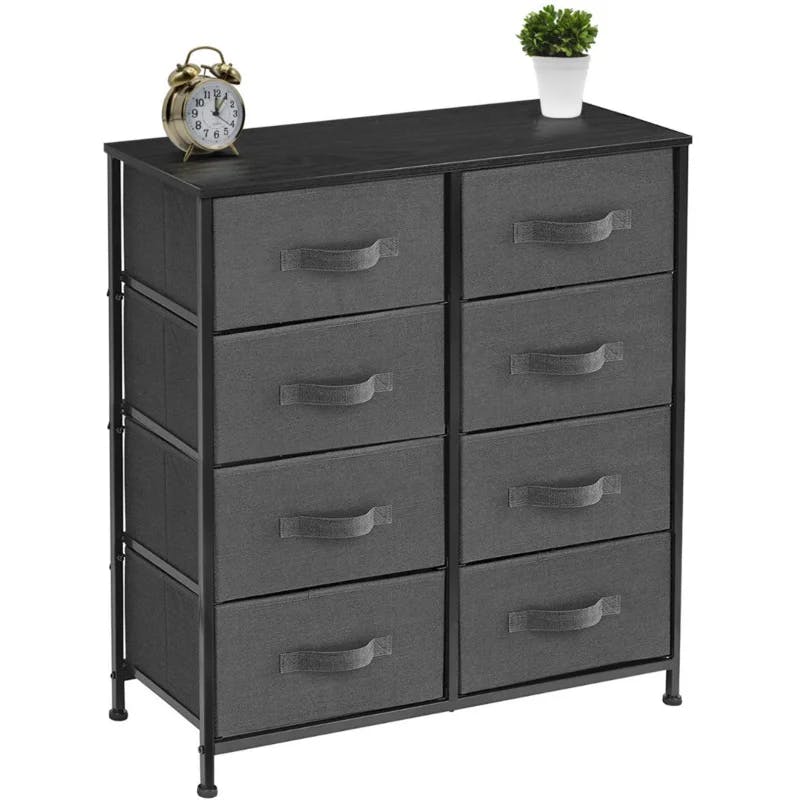 Sorbus Sleek Black Horizontal 8-Drawer Nursery Dresser