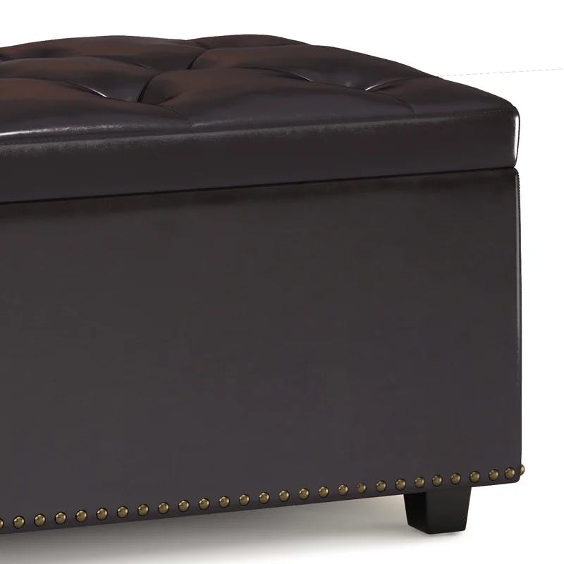 Hamilton 44" Contemporary Tanners Brown Faux Leather Lift-Top Storage Ottoman