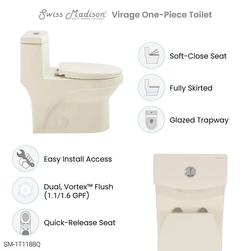 Virage Elongated Dual Flush High-Efficiency Toilet in Bisque