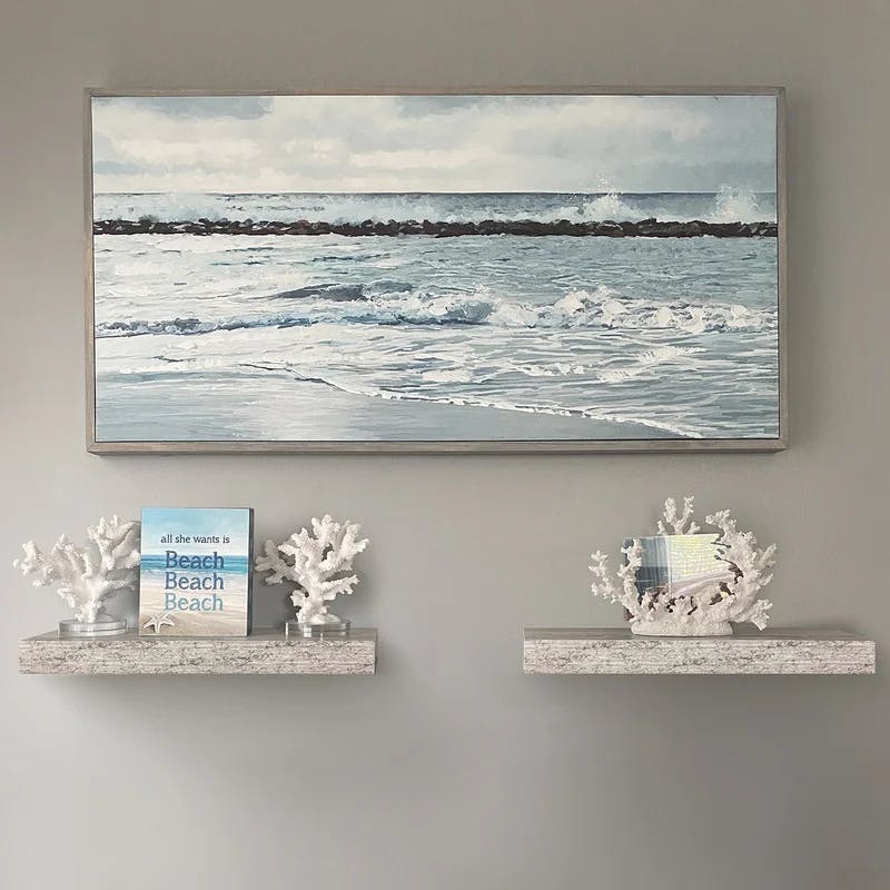 Coastal Charm White Floating Shelves 2-Pack for Living Room or Bedroom