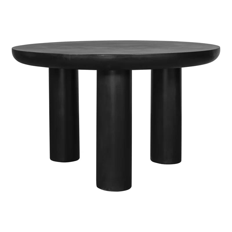 Rocca Black Round 51" Industrial Wood Dining Table