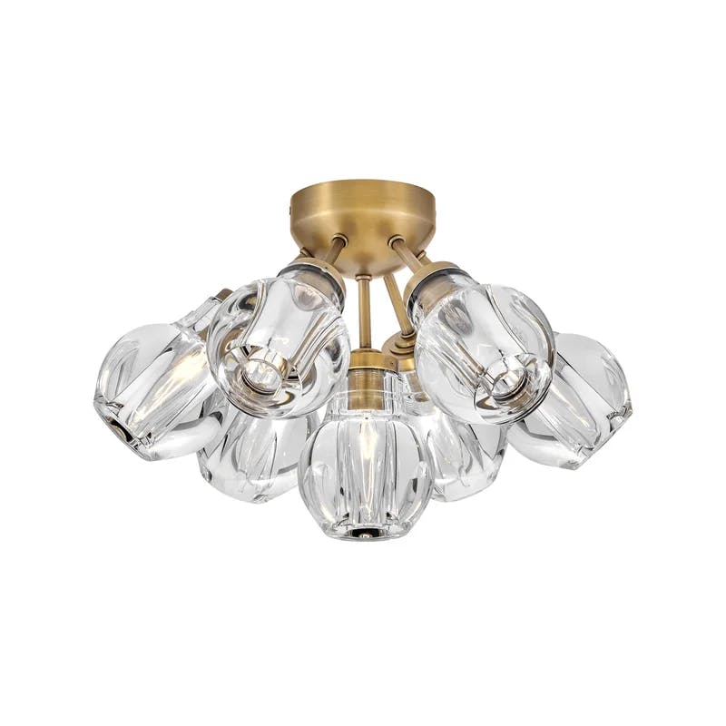 Elise Heritage Brass 7-Light Globe Crystal Flush Mount