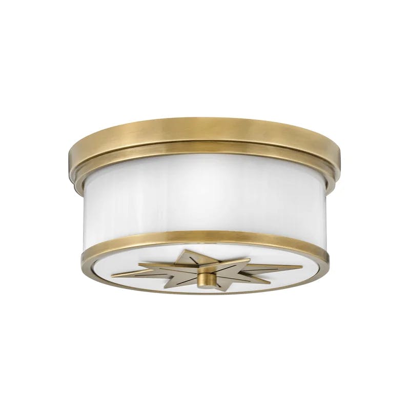Montrose Heritage Brass 2-Light LED Flush Mount with Etched Opal Glass
