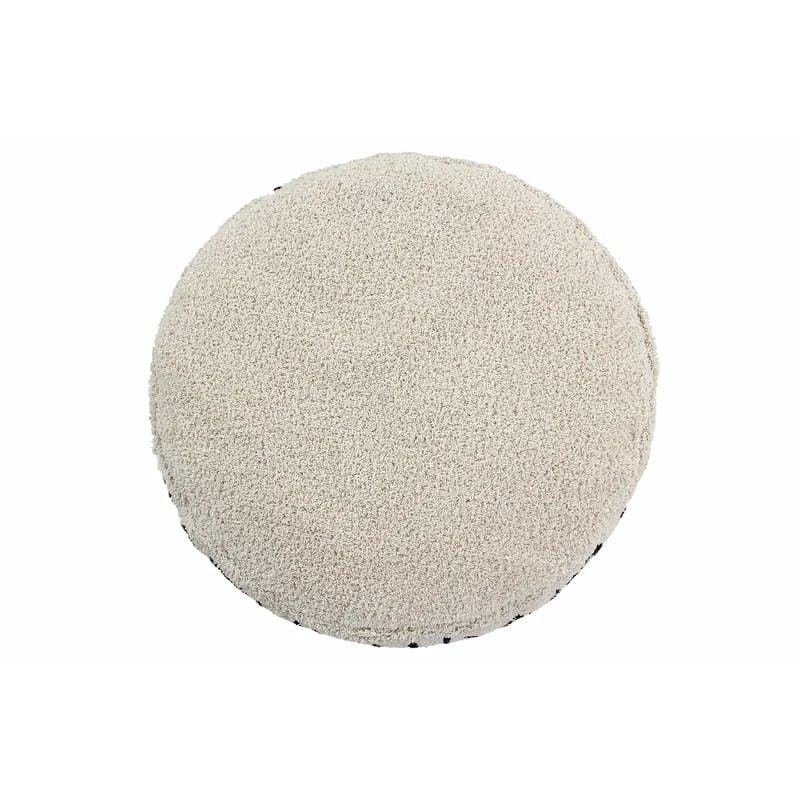 ABC Tufted Round Upholstered Pouf in Natural & Black