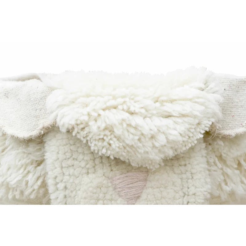 Frosted Rose & Almond Frost Wool Sheep Basket with Fringes