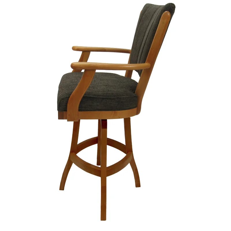 Sanora Brown & Honey 26'' Swivel Solid Wood Counter Stool with Upholstered Seat