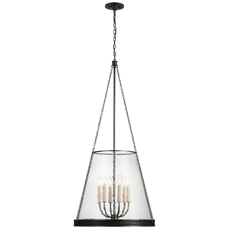 Reese Transitional Bronze LED Pendant with Clear Glass Drum