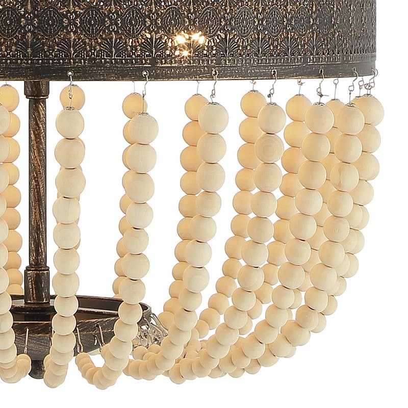 Empire Dual-Tone Beaded Chandelier with Adjustable Height