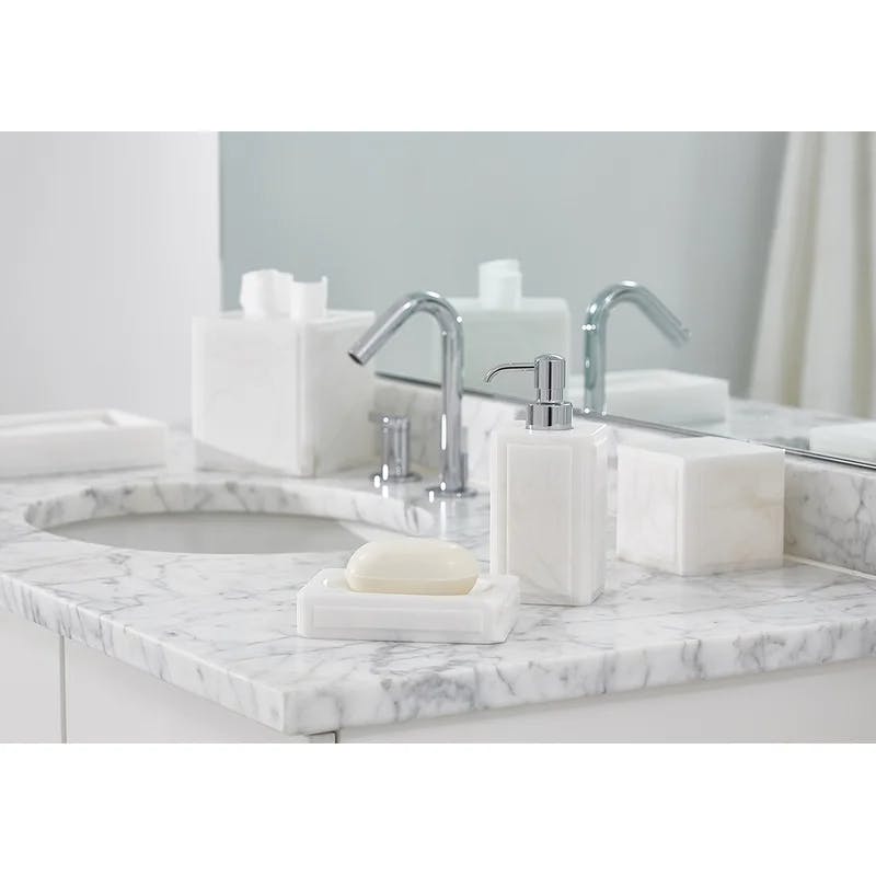 Claudia Fluted Edge Alabaster Vanity Tray in White