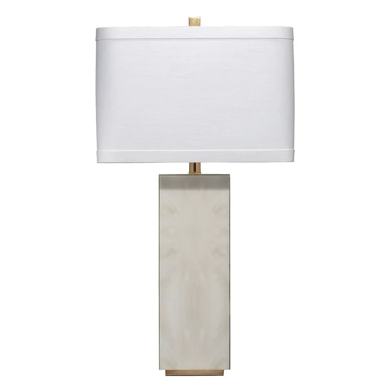 Horn Lacquer & Gold Leaf Reflection Table Lamp with White Linen Shade
