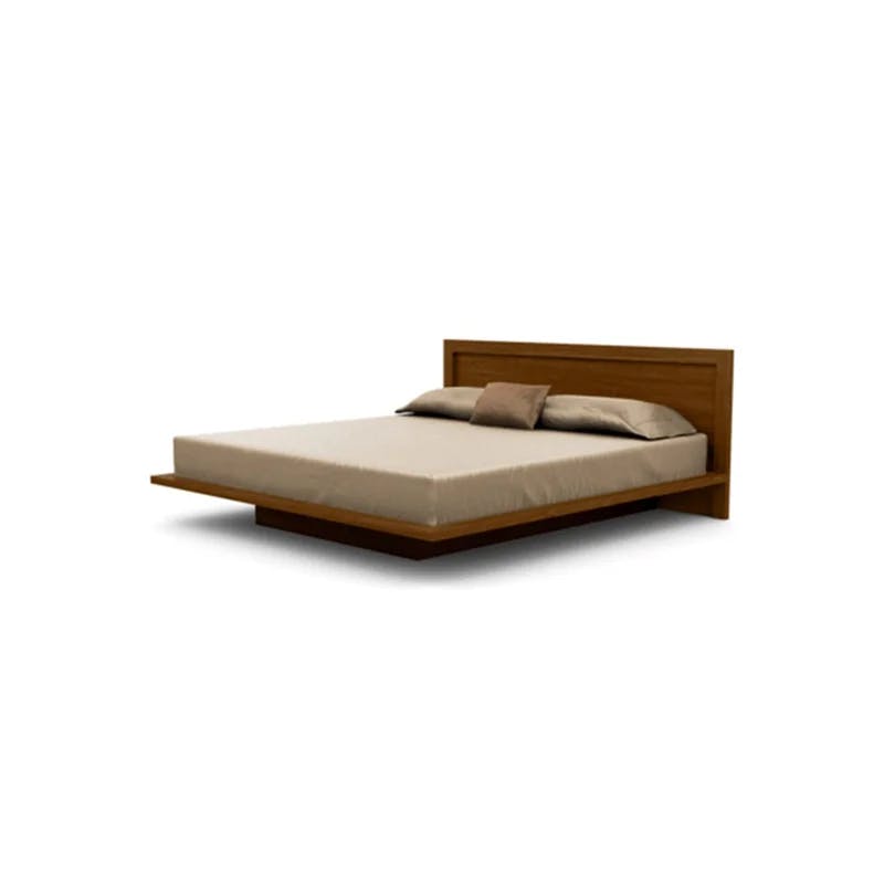 Moduluxe Natural Walnut King Platform Bed with Wood Headboard