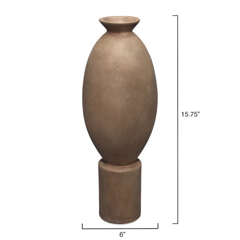 Anatomy Handmade Burnt Umber Ceramic Table Vase - 15.75"