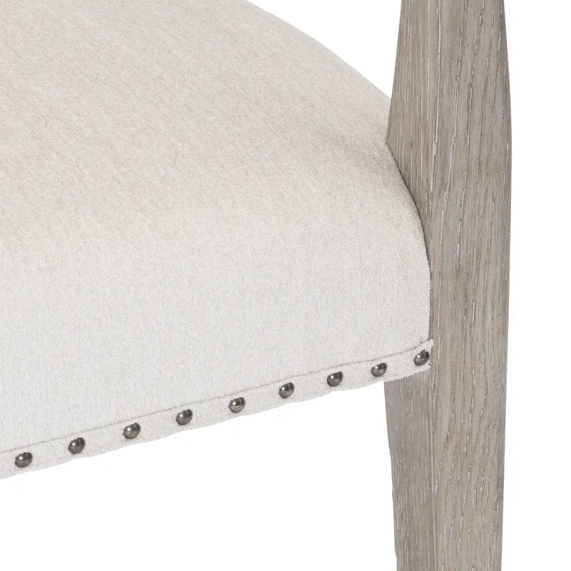 Albion Transitional Beige Upholstered Arm Chair with Nailhead Trim