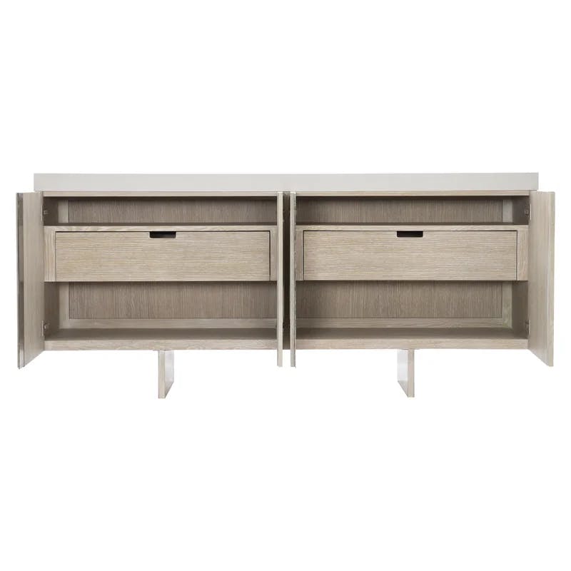Solaria Transitional 72'' Beige and White Sideboard with Nickel Finish