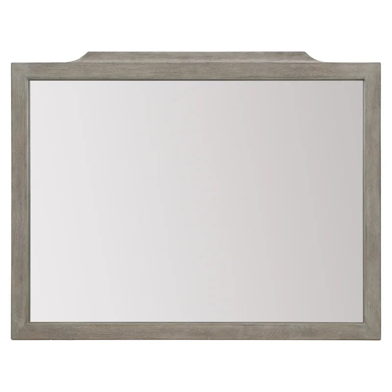 Transitional Pewter Gray Wood Rectangular Dresser Mirror