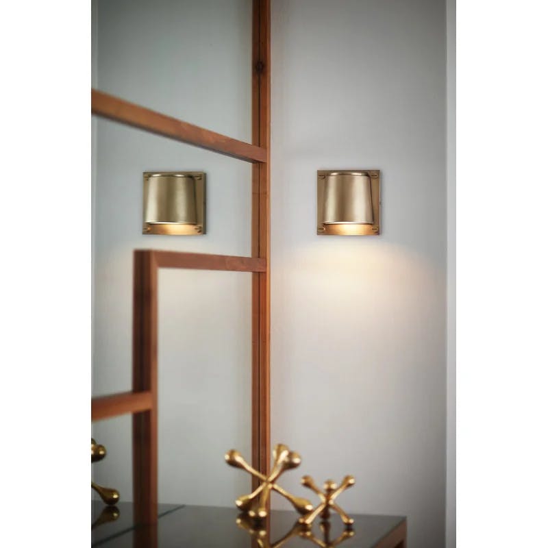 Heritage Brass Etched Glass Dimmable LED Wall Sconce