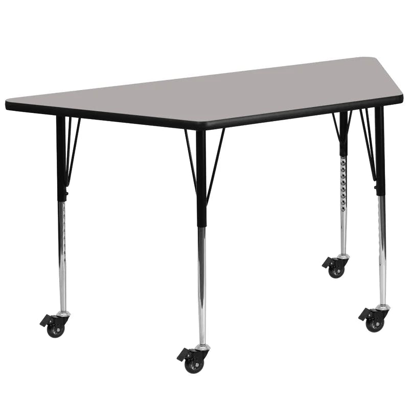 Adjustable Gray 57.5'' Trapezoid Laminate Activity Table with Casters