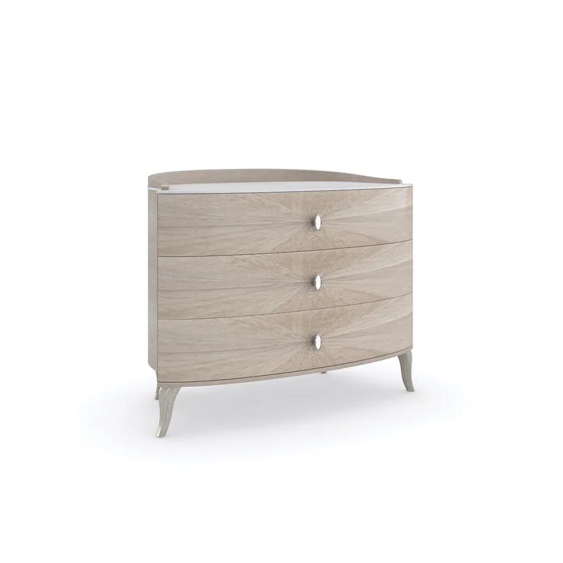 Lillian Transitional 3-Drawer Nightstand in Brown with Carved Legs