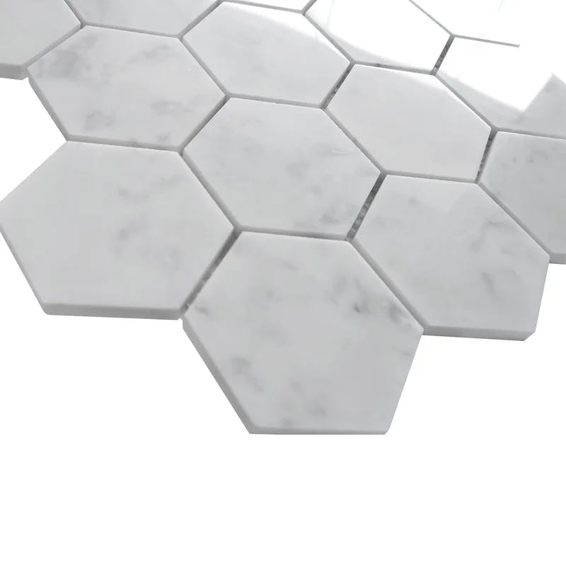 Elegant Hexagon Polished Marble Mosaic Tile for Walls & Floors