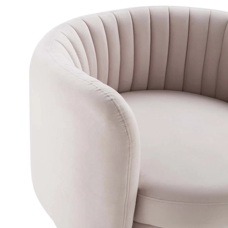 Gold Pink Velvet Swivel Accent Chair with Gold Metal Base