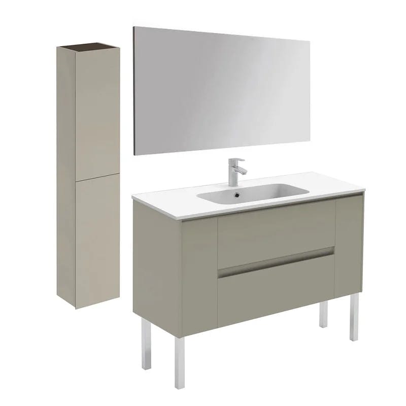 Ambra Matte Sand 47.5'' Single Sink Bathroom Vanity with Integral Ceramic Top