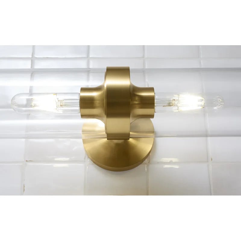 Purist Brushed Moderne Brass 22" Dual Light Wall Sconce