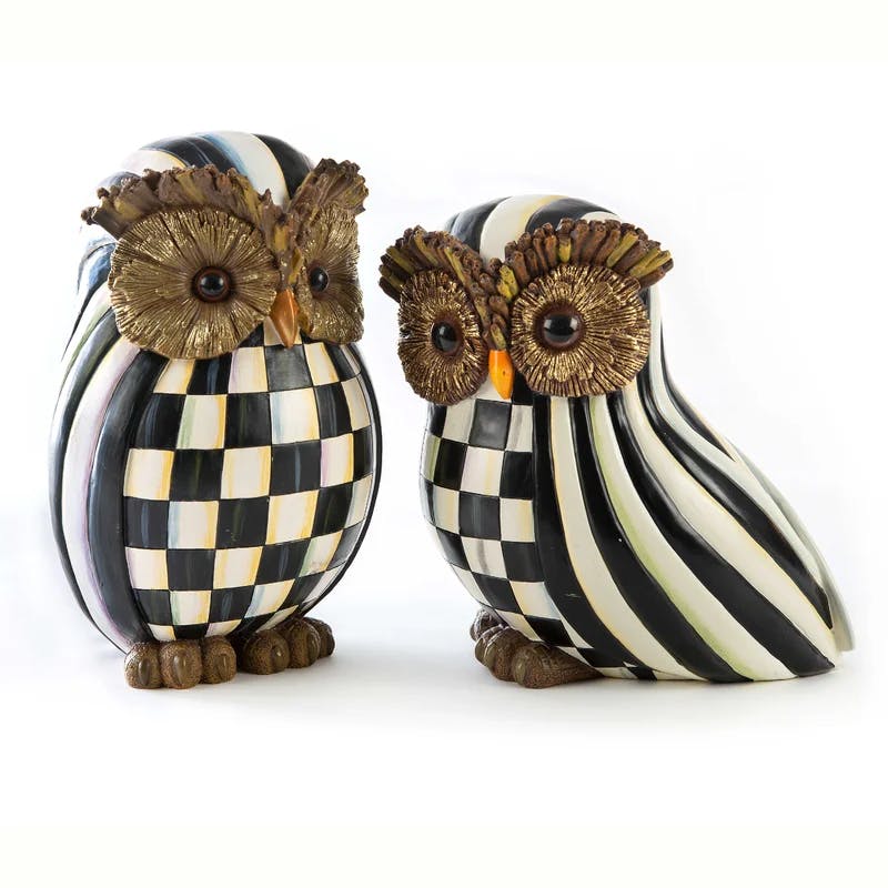 Autumn Charm Courtly Check Resin Owl Figurine