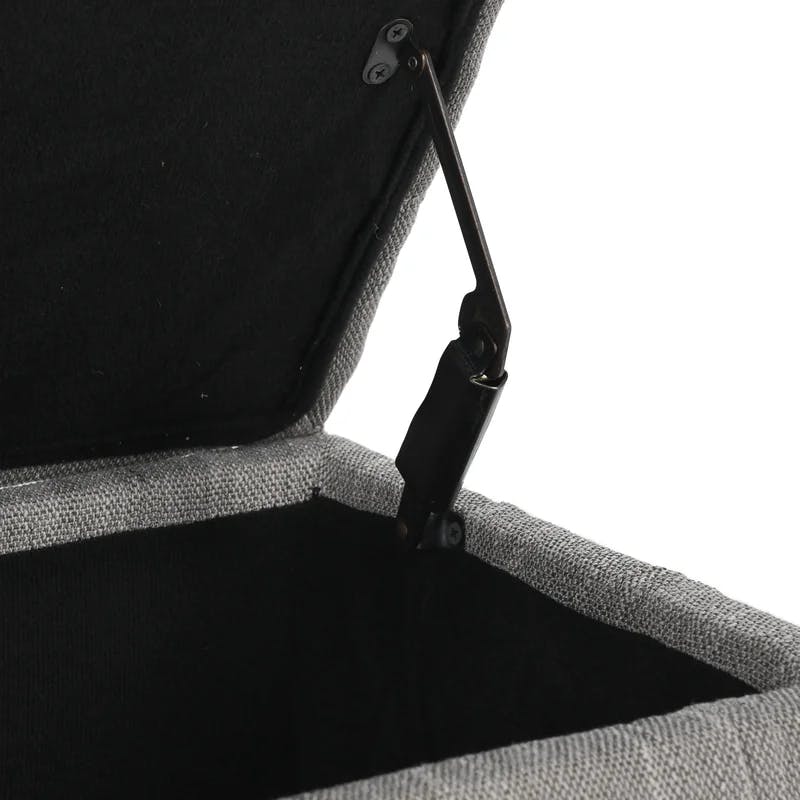 Elegant Dark Gray Tufted Storage Bench with Wood Frame