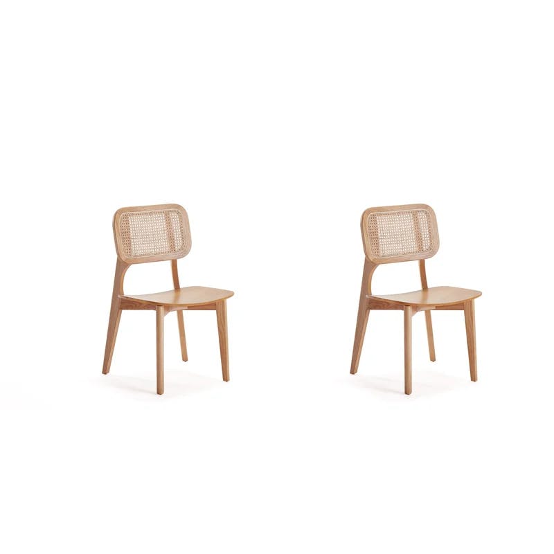 Versailles Natural Cane and Ash Wood Ergonomic Side Chair