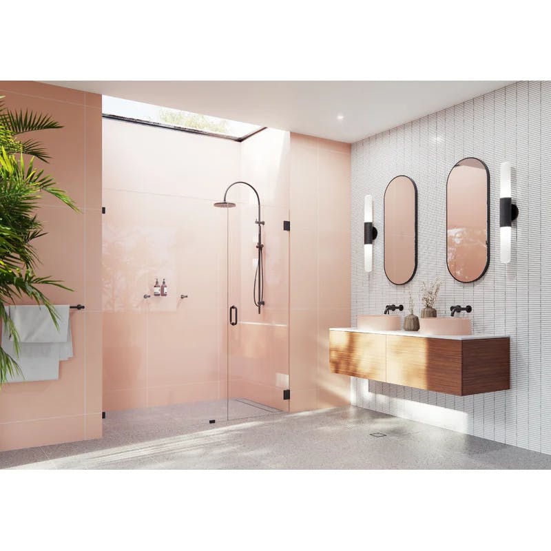 Illume Matte Black 78"x66.5" Frameless Wall Hinge Shower Door