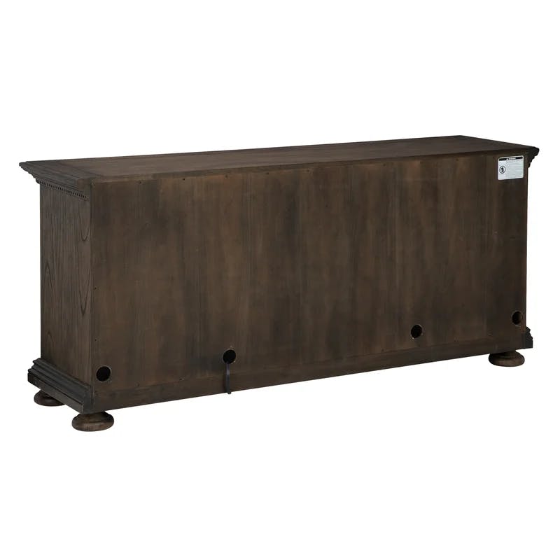 Wellington Java 72'' Traditional Brown TV Stand with Glass Doors