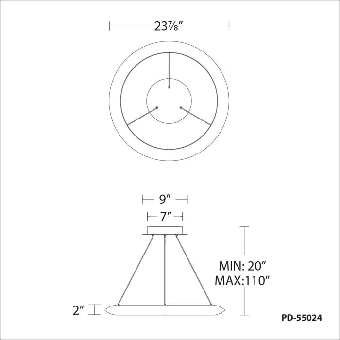 The Ring LED Aluminum 48" Indoor/Outdoor Pendant Light - Black