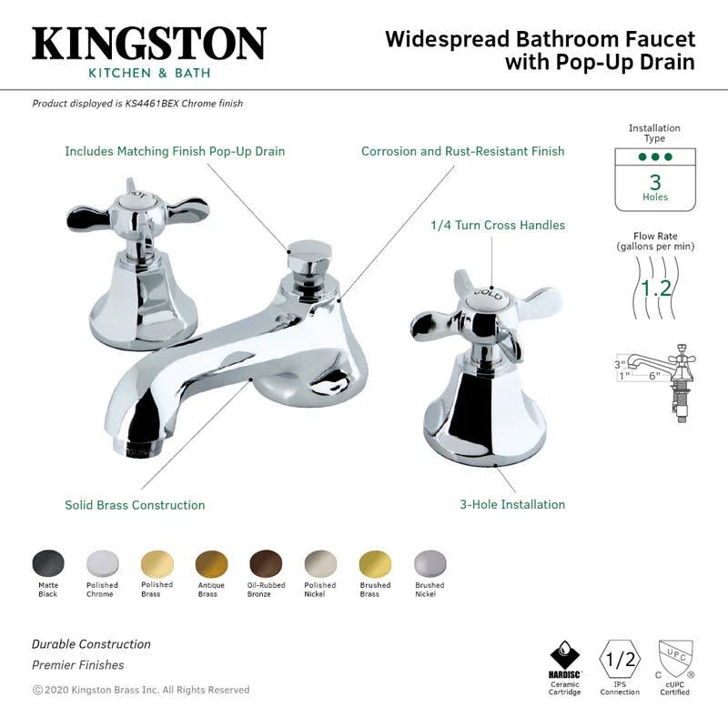 Essex Traditional Matte Black Brass 8" Widespread Bathroom Faucet