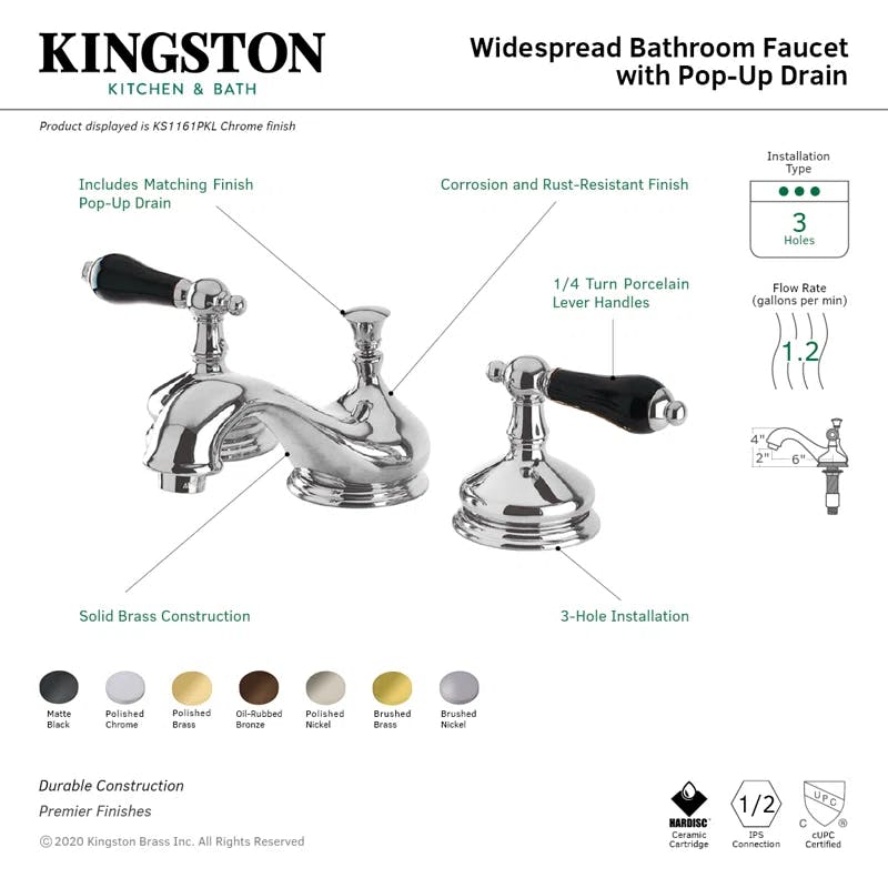 Duchess Traditional Brushed Brass Widespread Bathroom Faucet