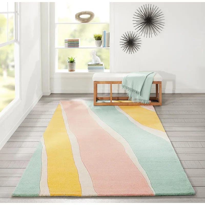 Pastel Stripes Hand-tufted Wool Area Rug 5' x 8'
