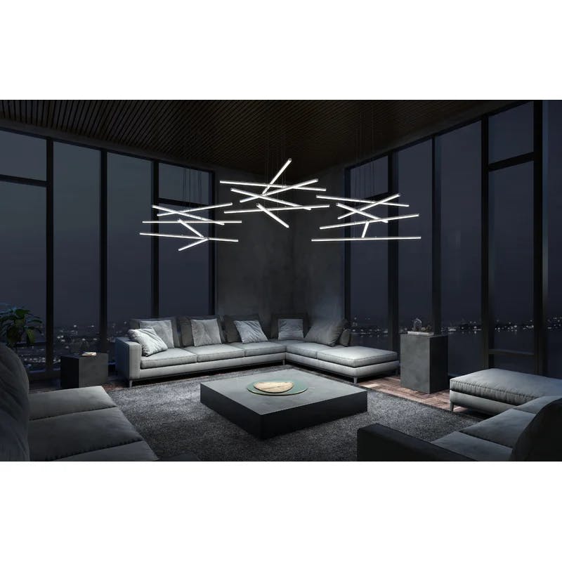 Sleek Satin Aluminum 40" LED Linear Chandelier - Indoor/Outdoor