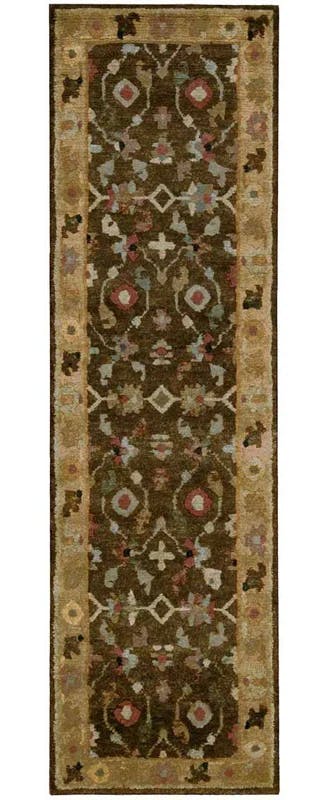 Espresso Geometric Hand-Knotted Wool Runner Rug, 2'3" x 8'