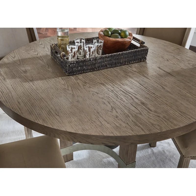 Chrestner Contemporary 60'' Round Oak Dining Table in Gray