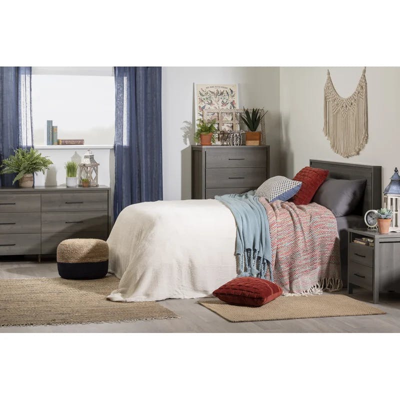 Marble Gray Maple 6-Drawer Double Dresser with Metal Handles